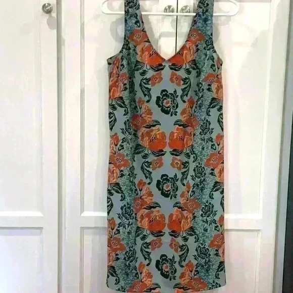 CAbi Dress Womens Small Maya Sleeveless Blue Orange Floral Resort - Picture 3 of 6